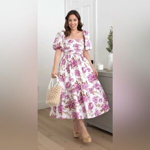 (Abercrombie & Fitch) Emerson Floral Poplin Puff Sleeves Dress, size M